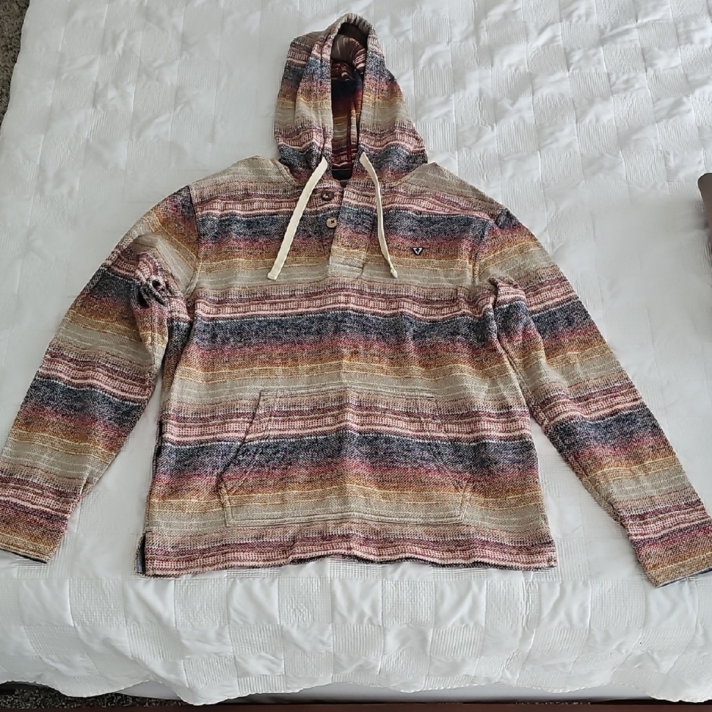 VISSLA Men's Multicolor Striped Hooded Sweater